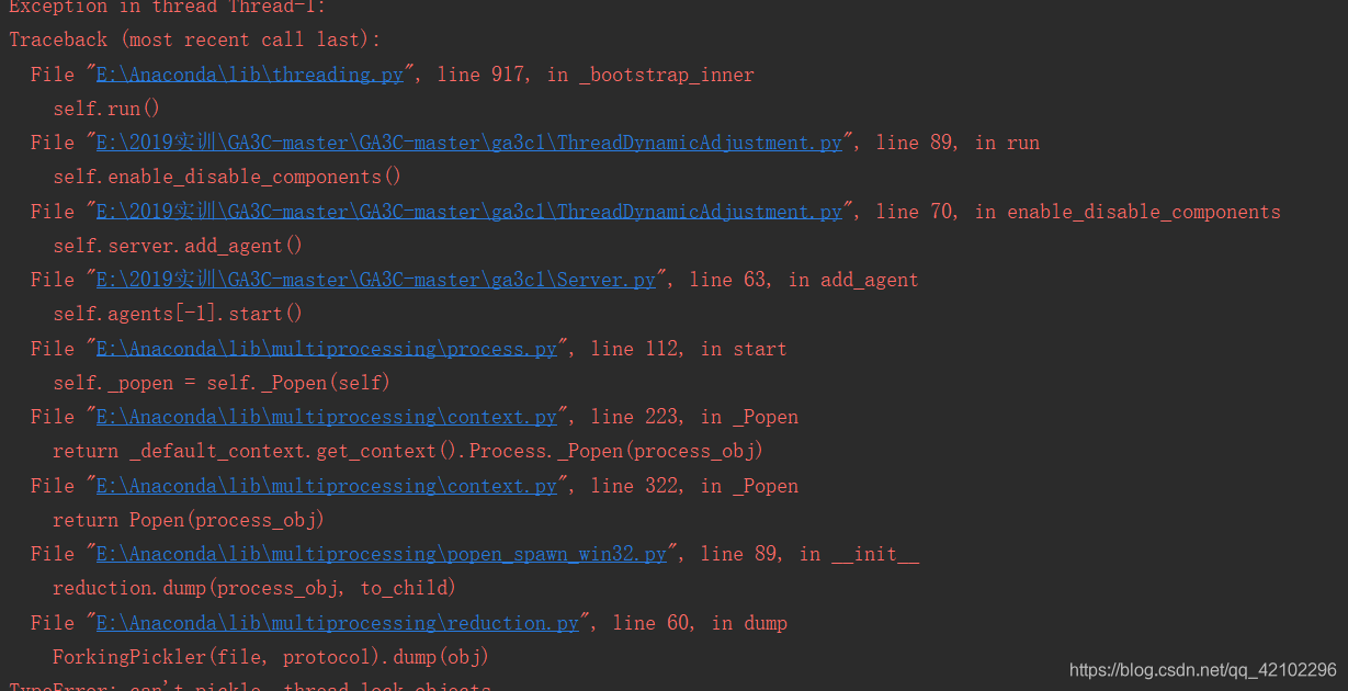python 中 多进程报错:TypeError: can't pickle _thread.lock objects_python 多进程 ...