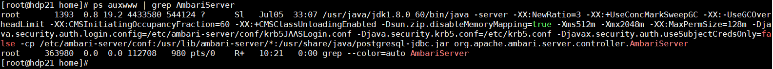 ps auxwww | grep AmbariServer