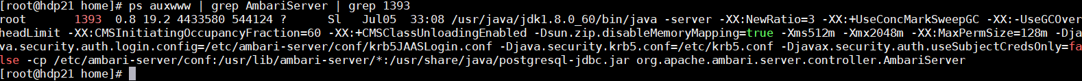 ps auxwww | grep AmbariServer | grep 1393 