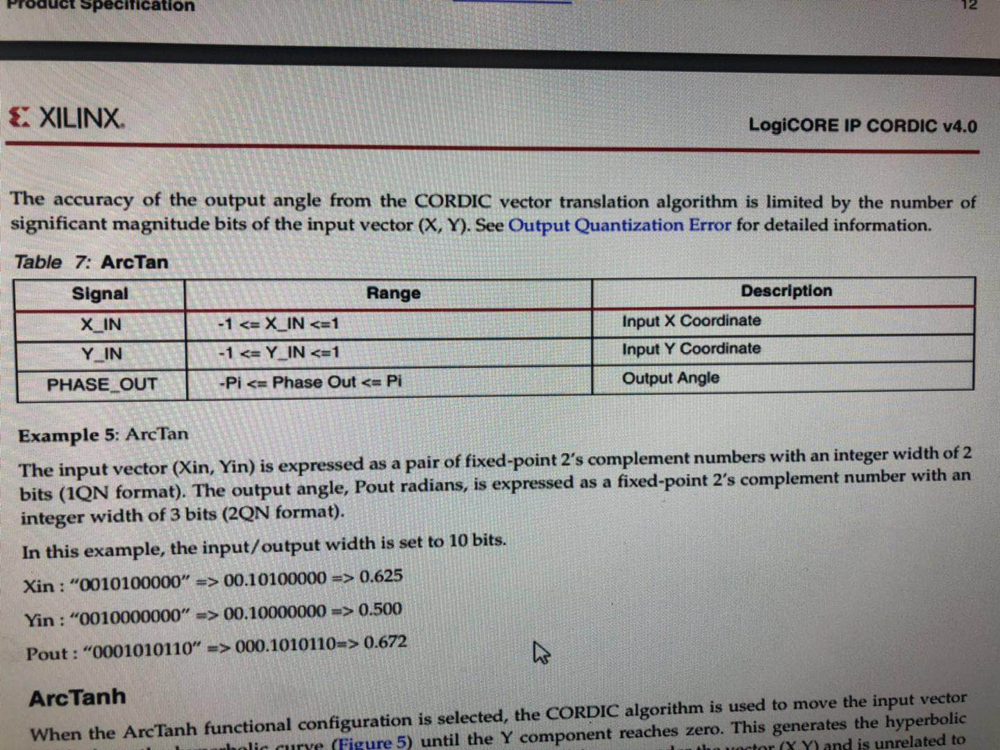 使用Xilinx Arctan-ip core 总结