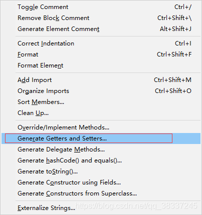 Java 字段封装快捷键