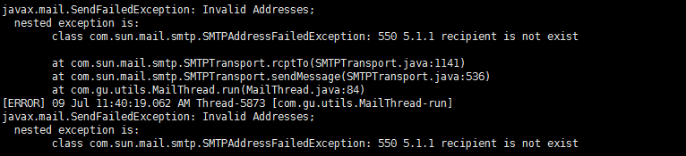 Class Com Sun Mail Smtp Smtpaddressfailedexception 550 5 1 1 Recipient Is Not Exist Eiletxie的博客 Csdn博客