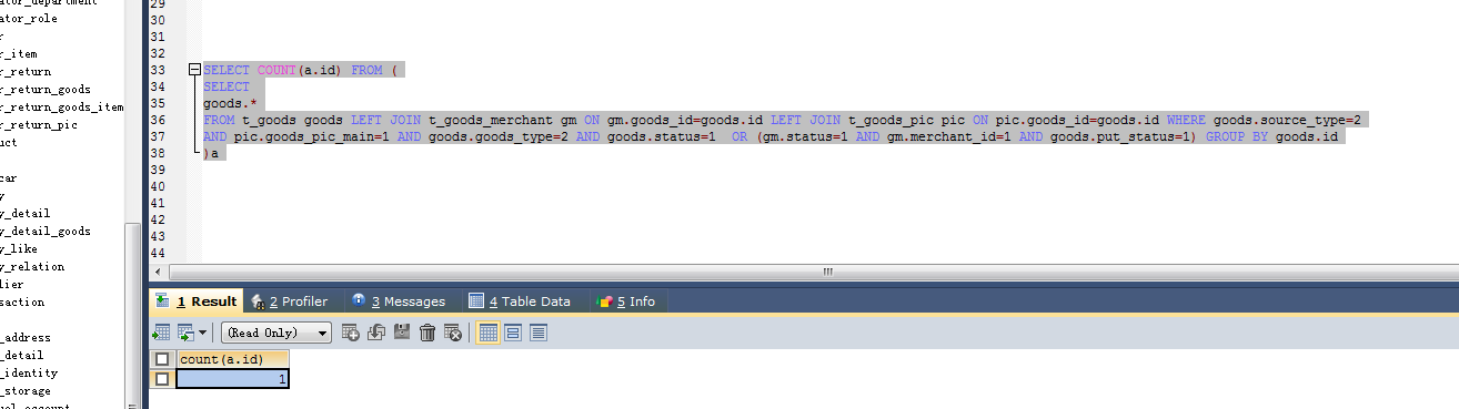 mysql count as asc