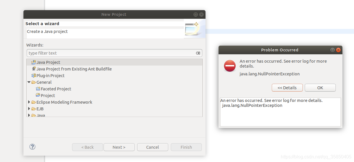 eclipse使用报错:Problems occurred when invoking code from plug-in: "org ...