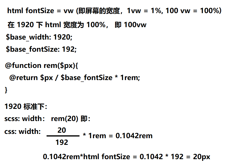 大屏 1920 布局： 响应式自适应 vw+ rem + %