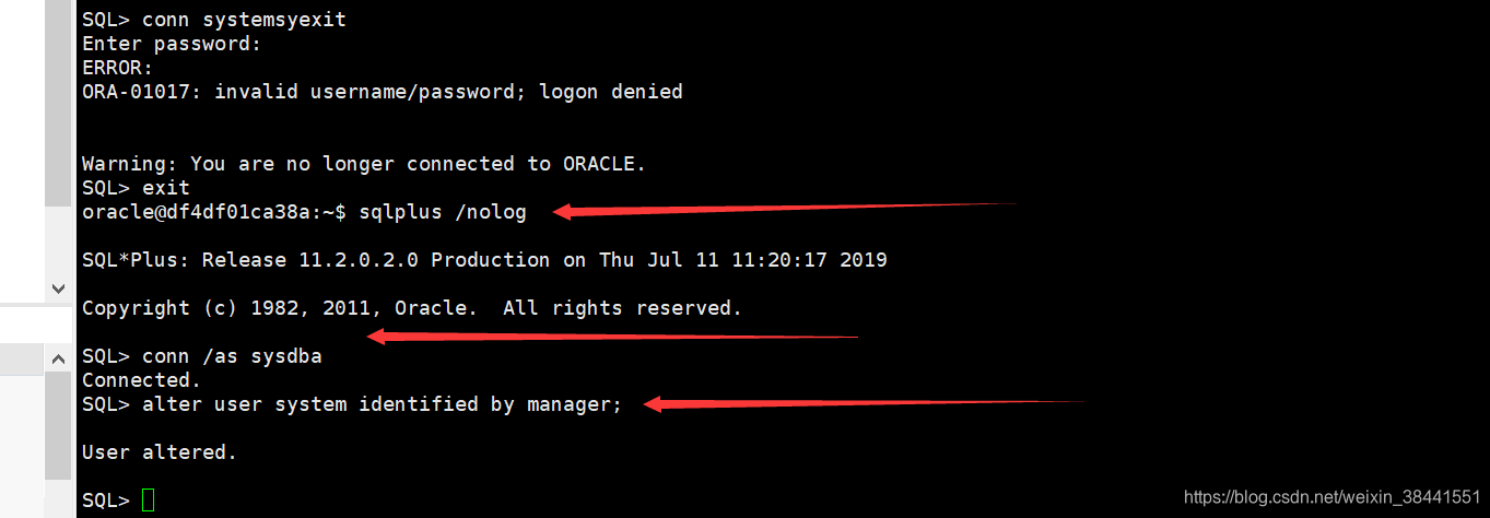 oracle修改当前用户的密码