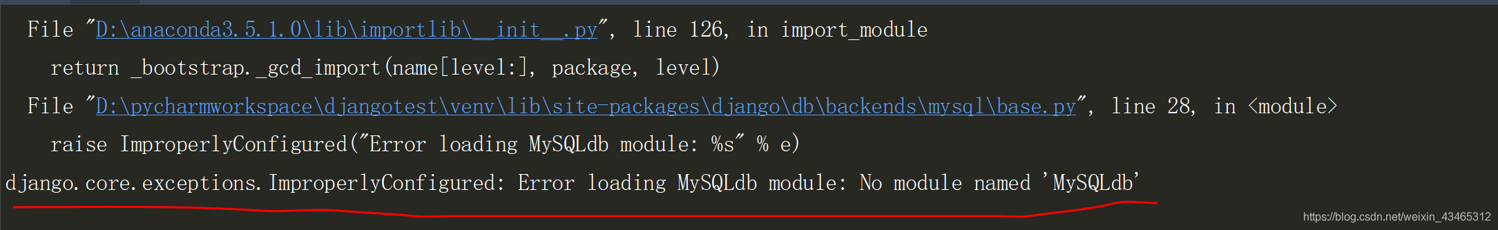 Django安装了pymysql还报错MySQLdb module: No module named_import pymysql as ...