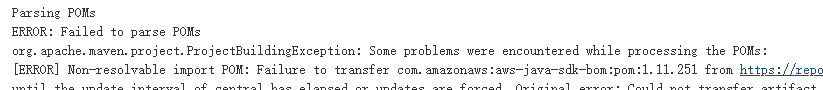 ERROR: Failed to parse POMs