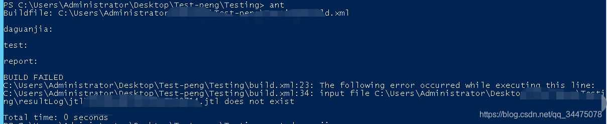 Ant执行build文件时报input file XXX .jtl does not exist