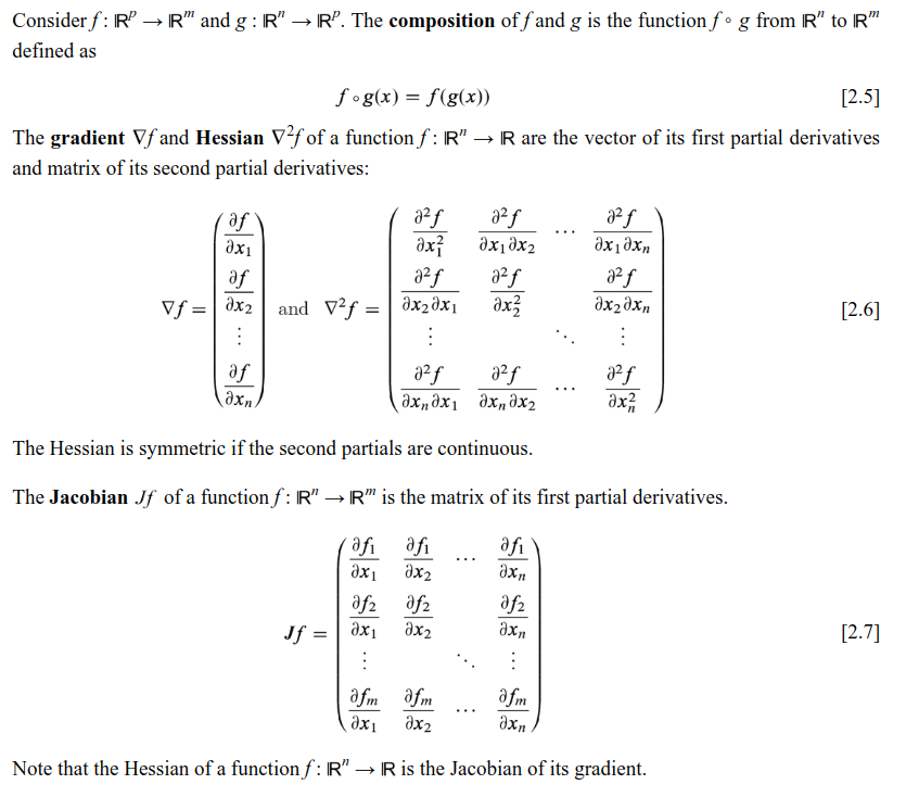 gradient hessian jacobian matrix