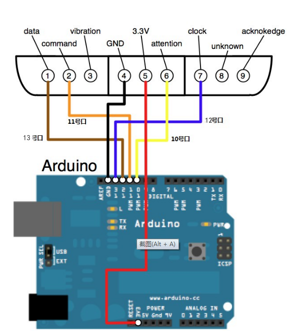 ps2无线手柄连接arduino的使用方法