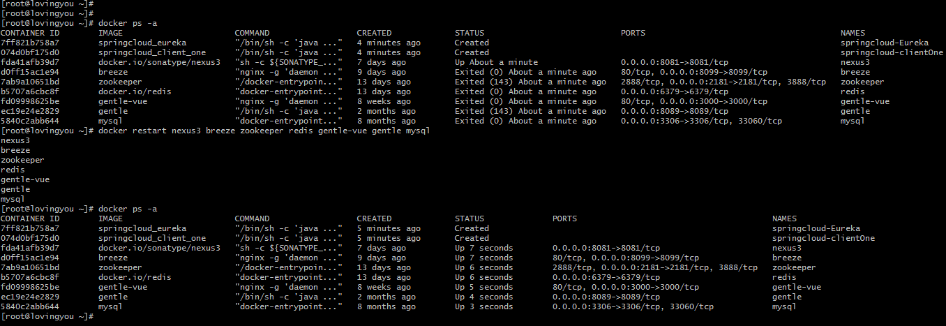 重启 docker 服务、Docker 重启