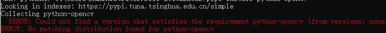 python或anaconda下安装opencv提示Error：No matching distribution found for opencv