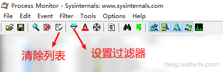 Process Monitor 的工具栏按钮