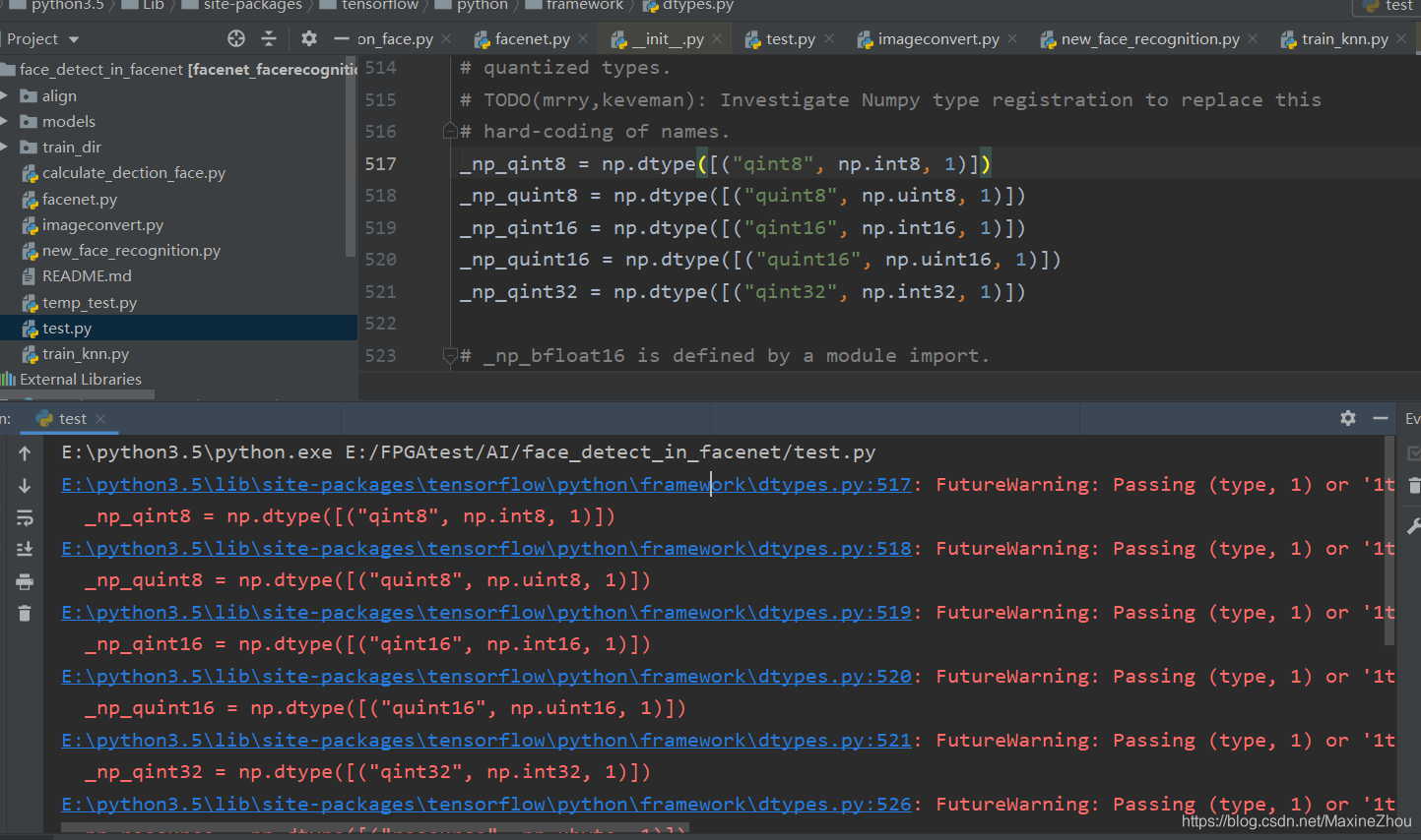 Numpy Future Warning np qint8 Np dtype qint8 Np int8 Numpy future warning np qint8 np dtype qint8 np int8