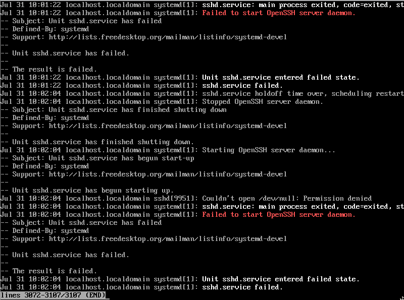 Linux疑难杂症sshd Cloudn't open /dev/null permission denied_linux
