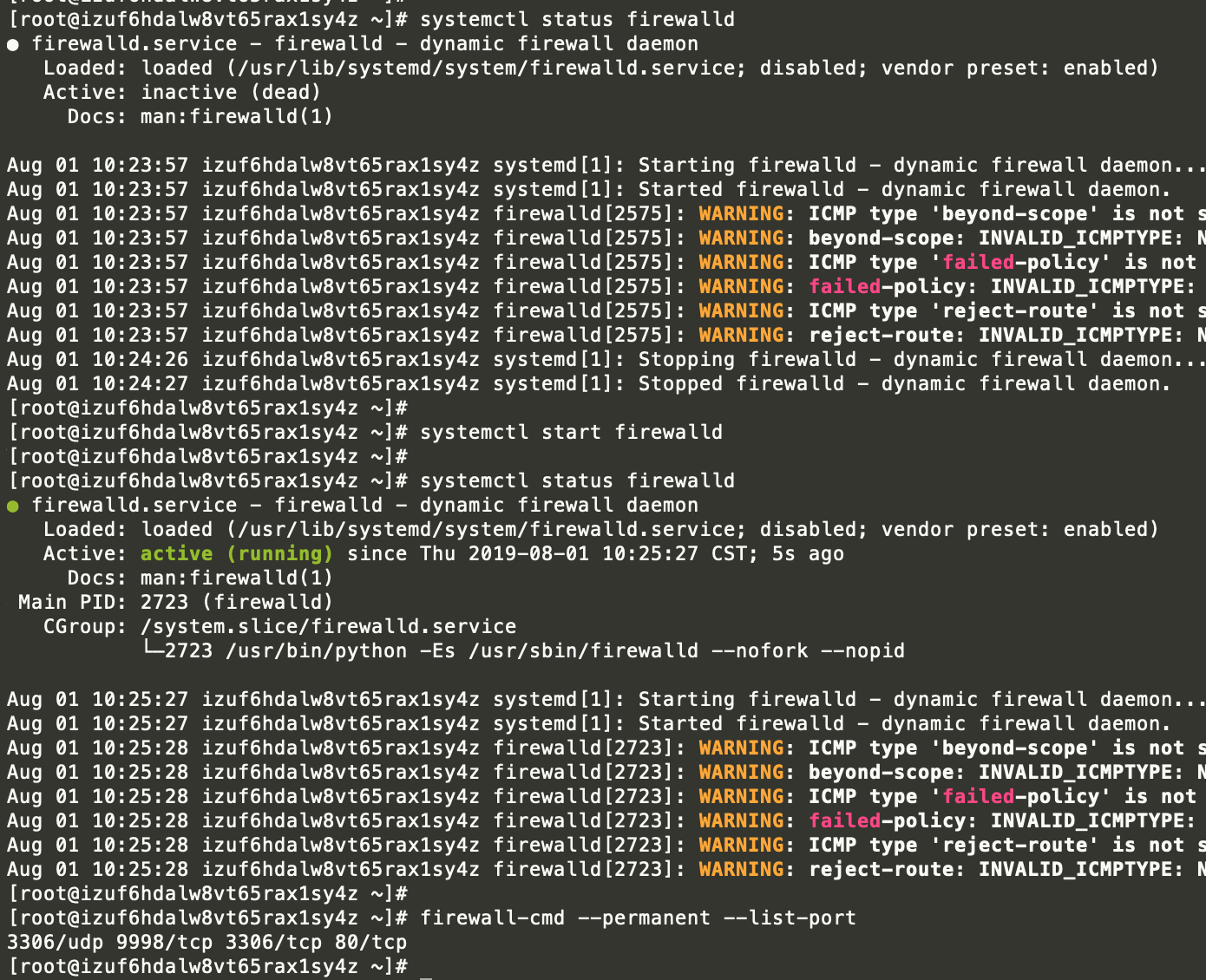 Linux centos7 firewall 