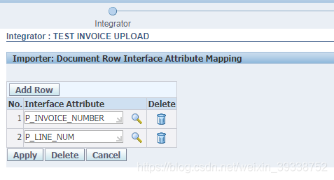 Document Row : Interface Attribute Mapping