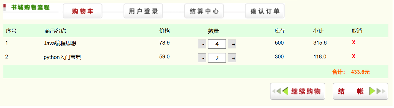 JavaWeb学习-案例练习-图书管理-14-购物车页面小计删除商品和金额总计实现