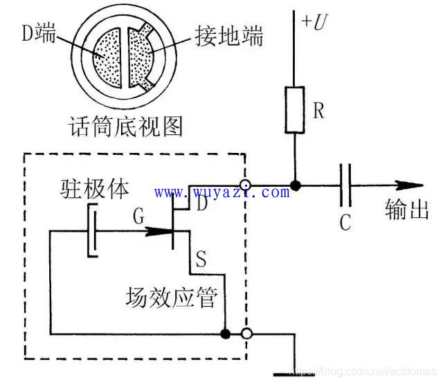 驻极体麦克风电路示意图