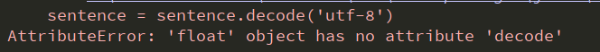 ‘float‘ object has no attribute ‘decode‘