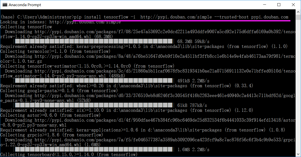 在Anaconda中安装包出现Retrying (Retry(total=4, connect=None, read=None