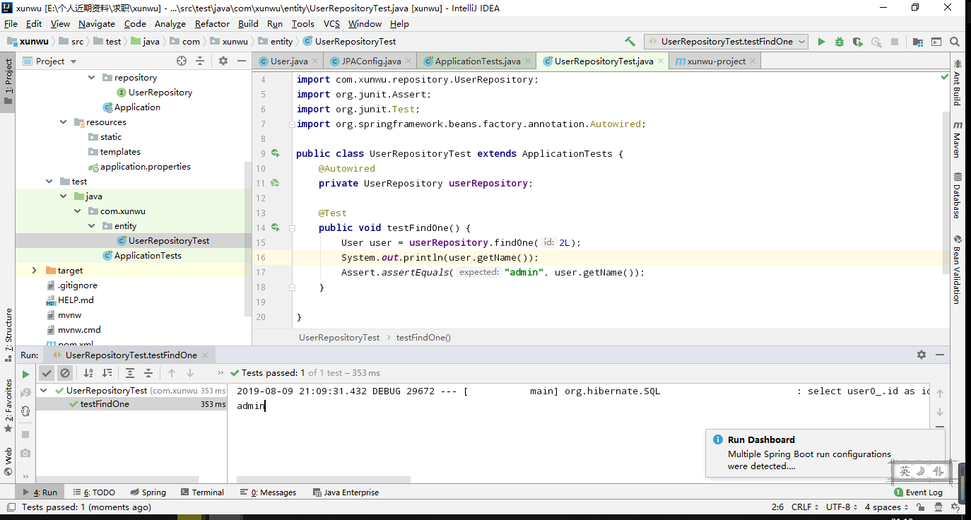SpringBoot+ES项目：2.集成单元测试 （hibernate访问数据库测试）_generatedvalue(strategy