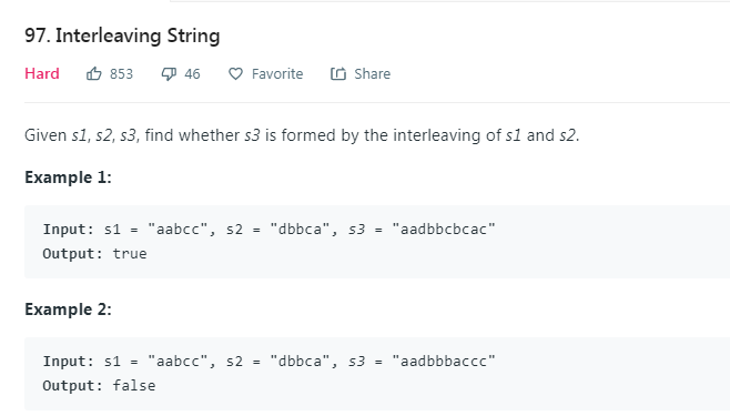 LeetCode 97 Interleaving String