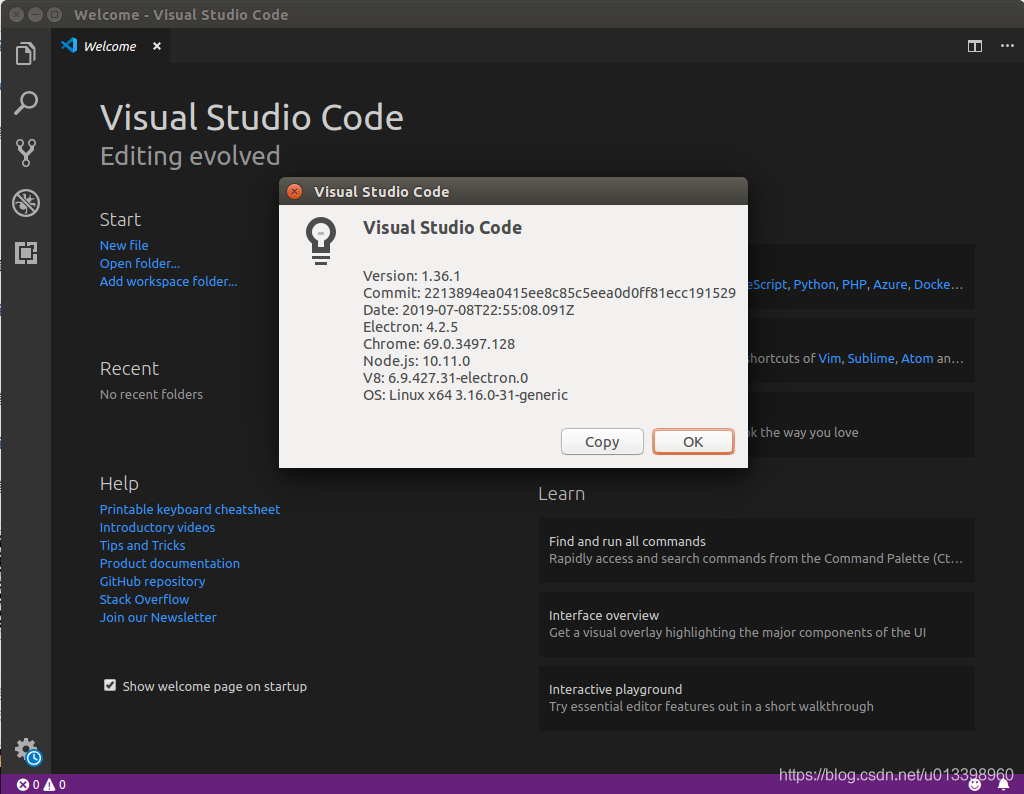 VSCode1.36.1 on ubuntu14.04