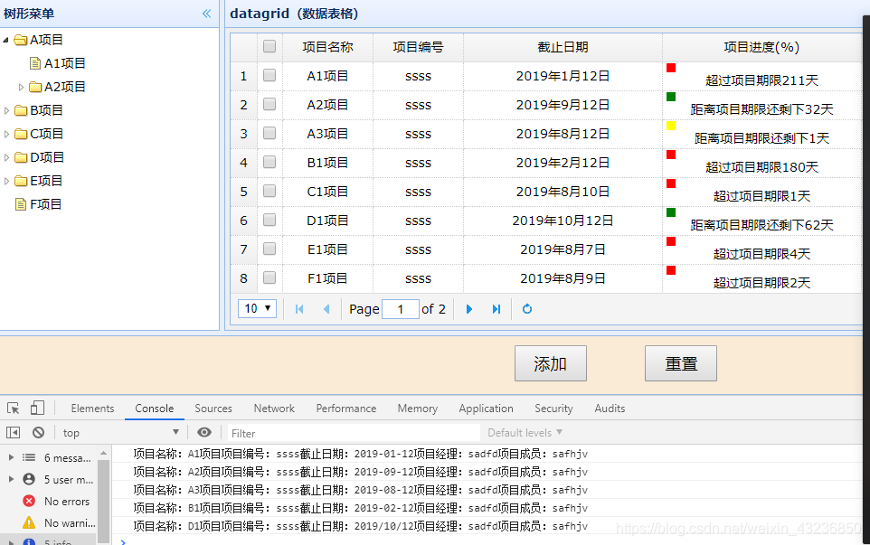 Easyui中datagrid 数据表格 点击特定单元格获取该单元格所在行的其它属性的数据值并在控制台打印输出 越界的博客 Csdn博客