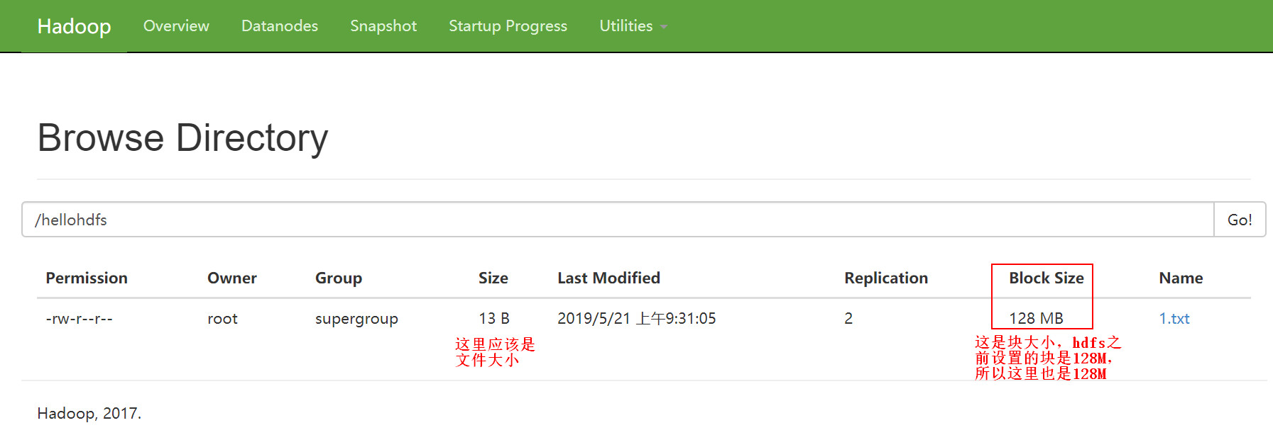 [外链图片转存失败(img-8I6TxeHP-1565707079266)(D:\学习笔记\hadoop\保存图片\安装Hadoop\HadoopUI界面查看hdfs存储文件03.jpg)]