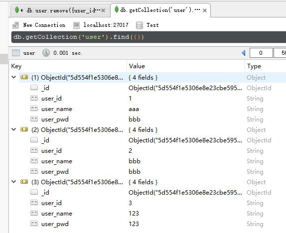 mongodb robo 3t insert multiple documents