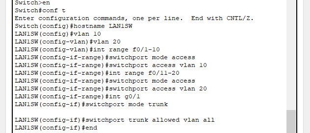 LAN1SW1-VLAN配置