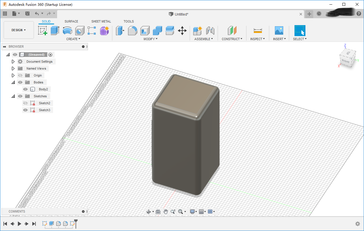 Autodesk Fusion 360建立第一个模型