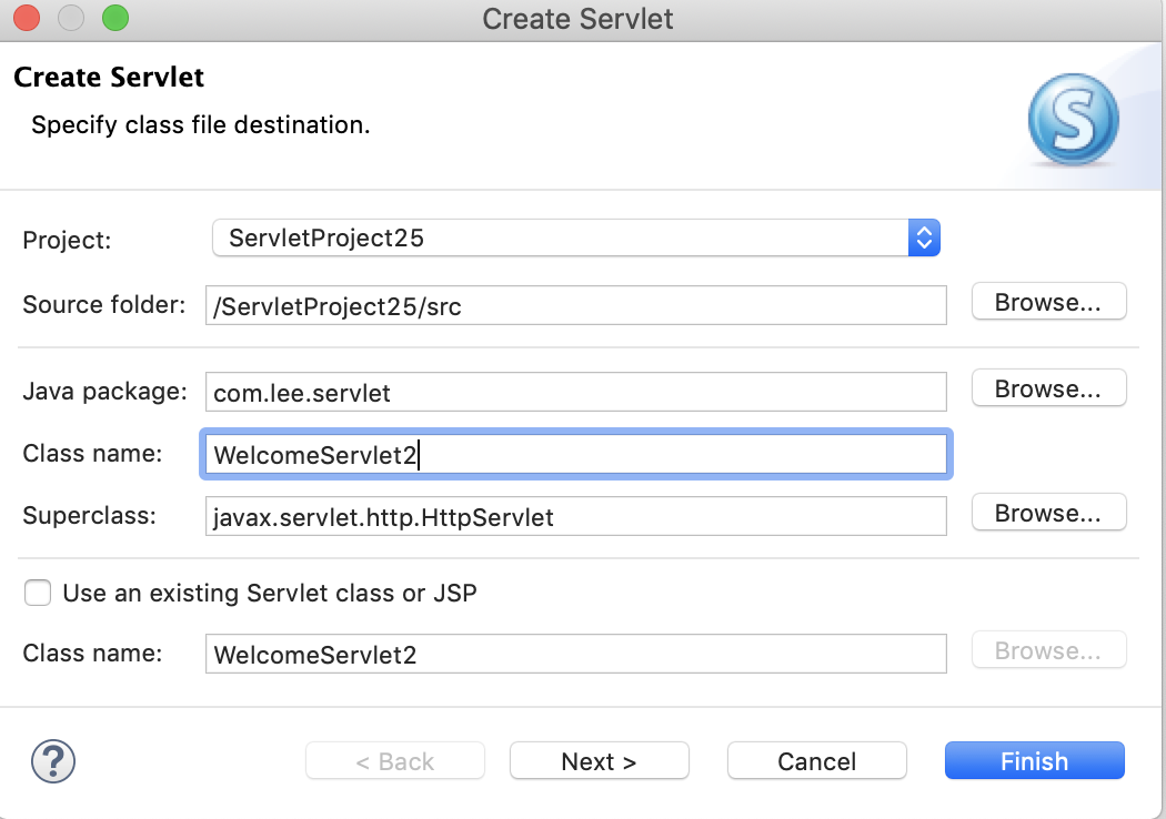 eclipse创建servlet