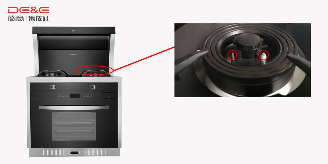 灶具感应针（左）、点火针（右）德意集成灶