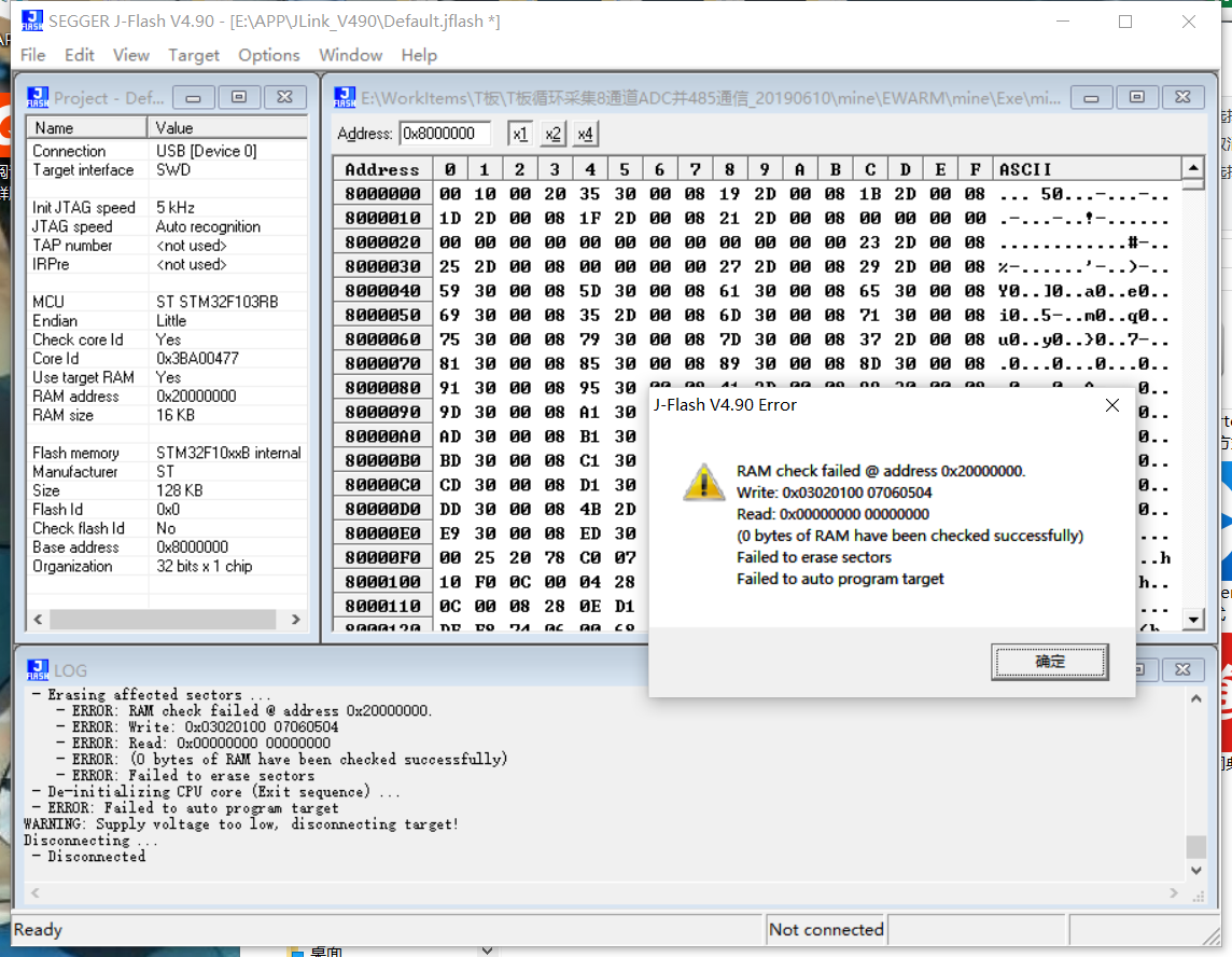 解决：Jflash Ram check failed address 0x20000000 和 IAR烧不进程序CSDN博客