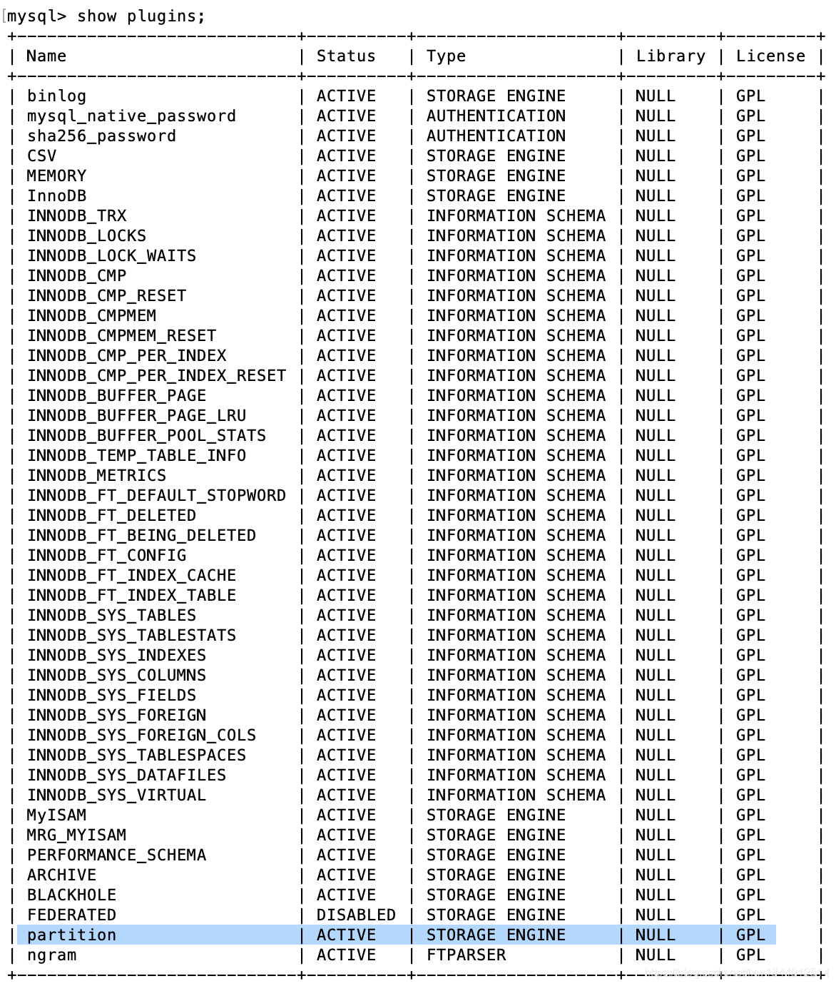 mysql5.7 是否支持partition分区?