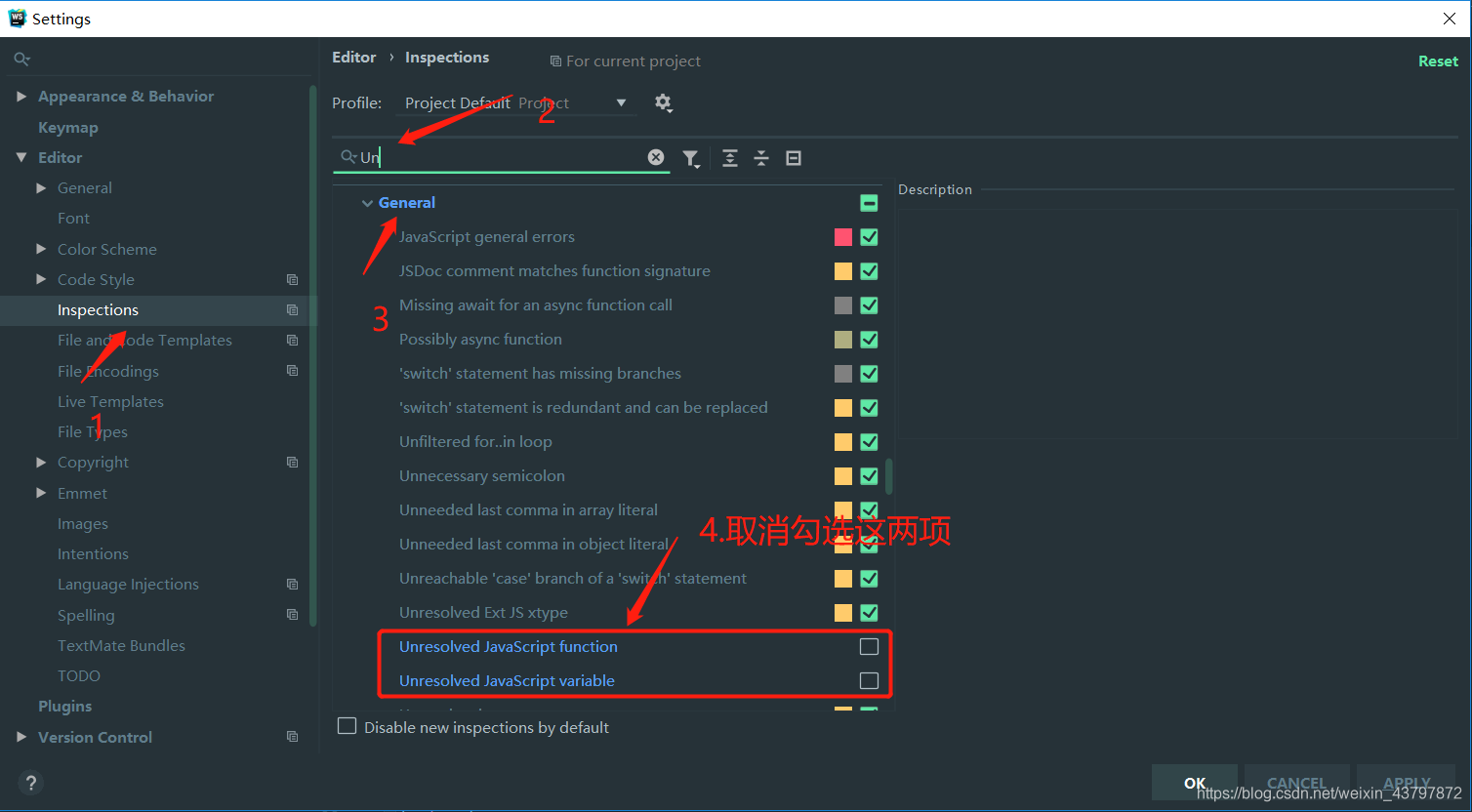 WebStorm 去除分号，变量和方法警告提示