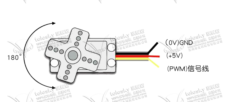 橙色信号线，红色电源正，棕色电源负