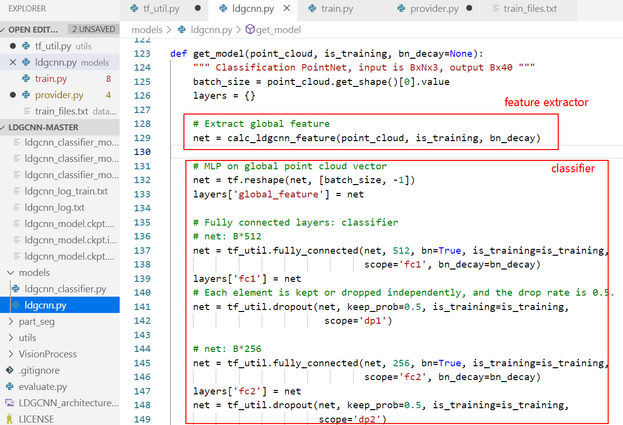 [LDGCNN：Linked Dynamic Graph CNN: Learning on Point Cloud via Linking Hierarchical Features]论文代码阅读笔记