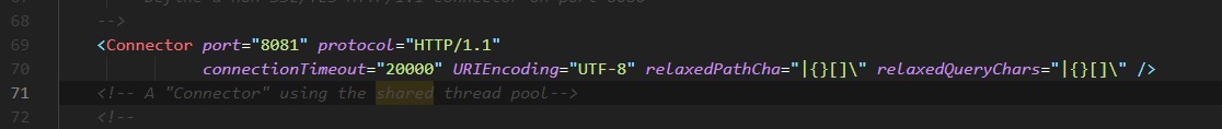 Invalid character found in the request target. The valid characters are defined in RFC 7230 and RFC