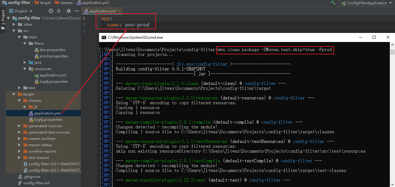 Maven filter 实现 SpringBoot 多环境配置_maven build中的filters能为yml文件吗CSDN博客