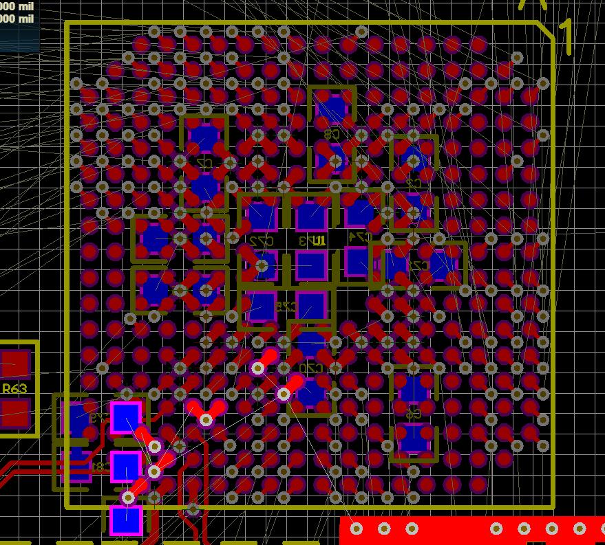 四层PCB核心板制作6——BGA引脚扇出与电路扇孔