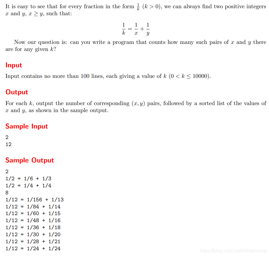 Example 7-3 Fractions Again?! (UVa 10976) title description