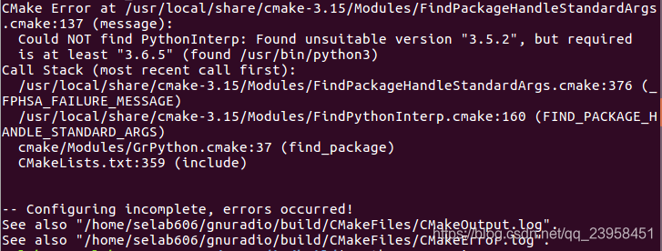 cmake 报错 CMake Error cmake:137 Could NOT find PythonInterp-CSDN博客