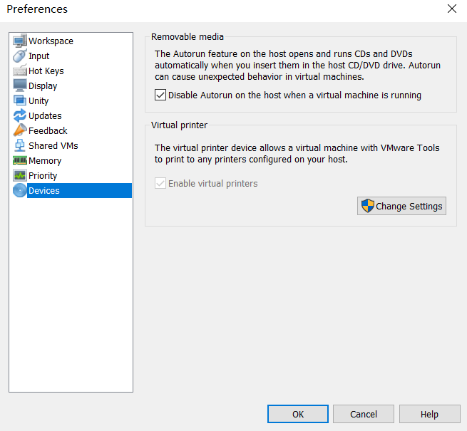 VMware报错：The virtual printing feature is globally disabled on this ...