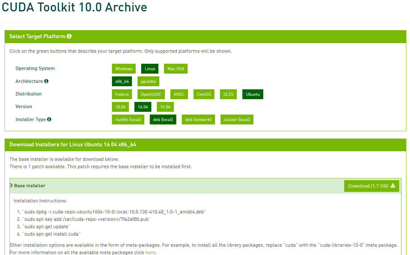 ubuntu16.04 anaconda cuda10 cudnn pytorch pycharm