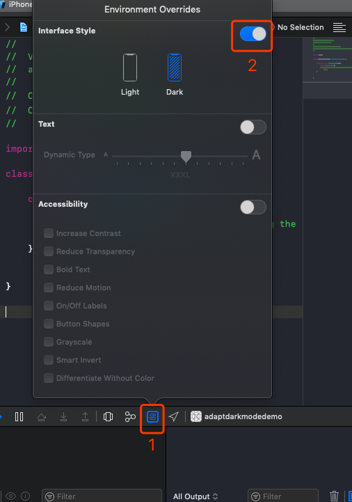 模拟器打开darkMode
