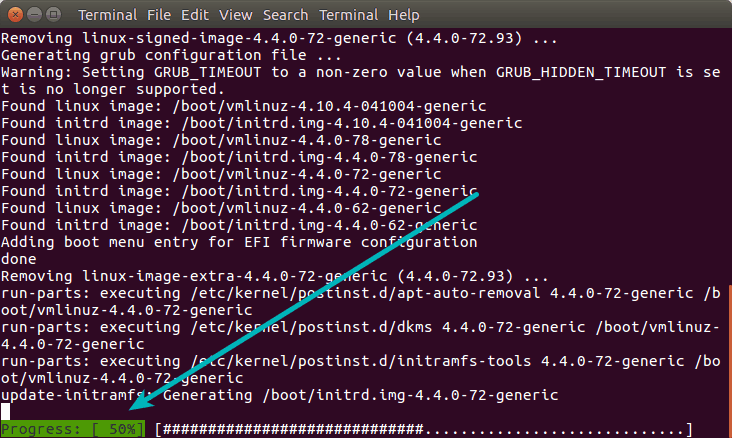 apt shows the progress bar